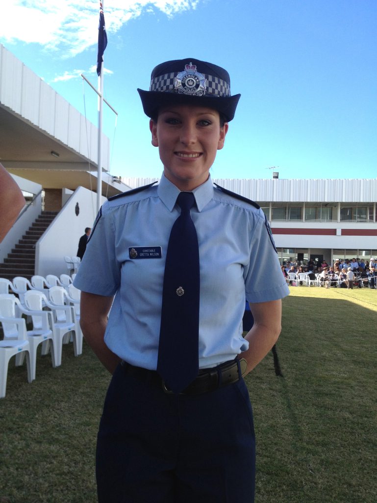 New police officer Gretta Wilson. New police officer Gretta Wilson.